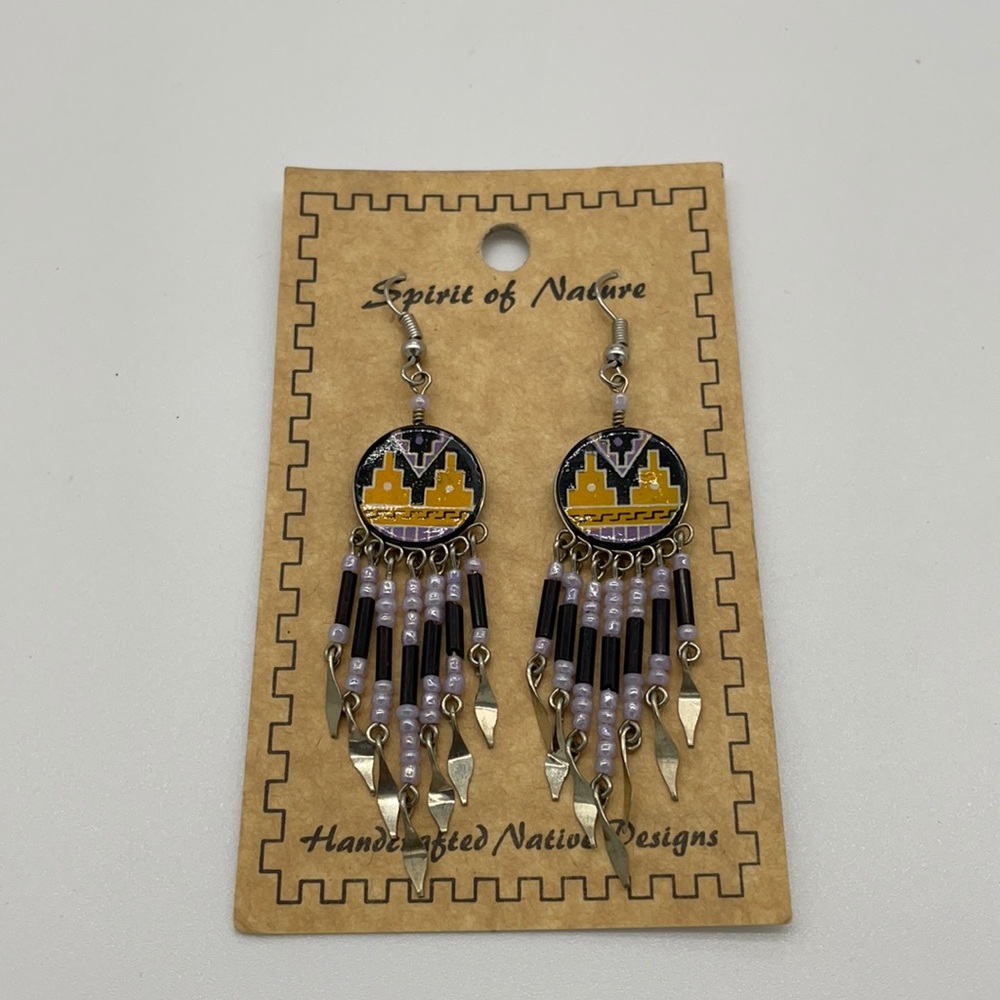 Spirit of nature Aztec dangle earrings new